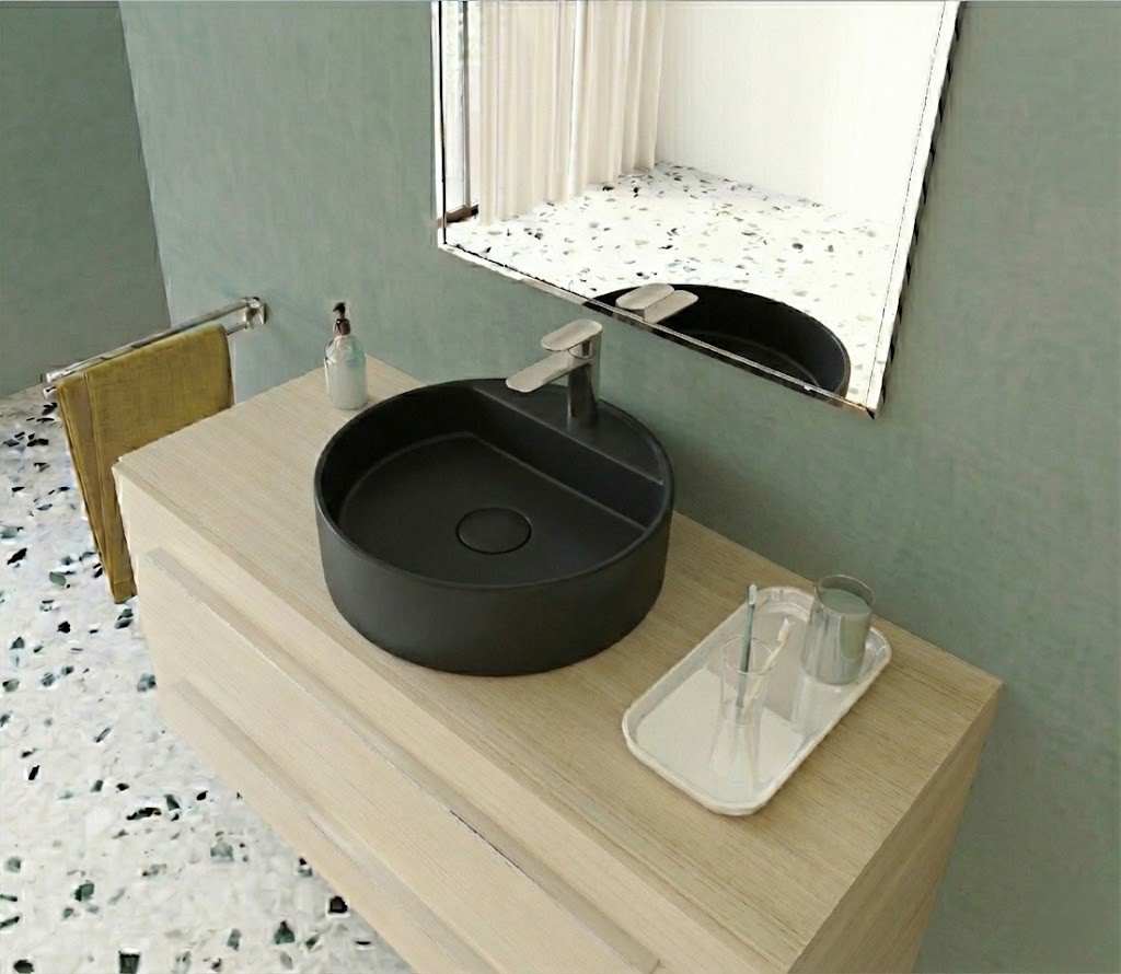 حوض فوق سطح افقي 48 سم سانيبيور تايتن اسود