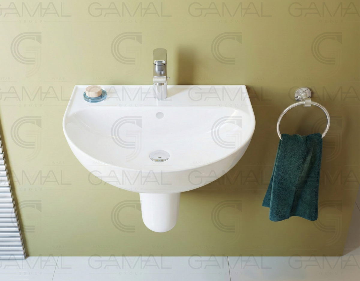 حوض 60 سم بالركبة كامل سانيبيور فيجا ابيض