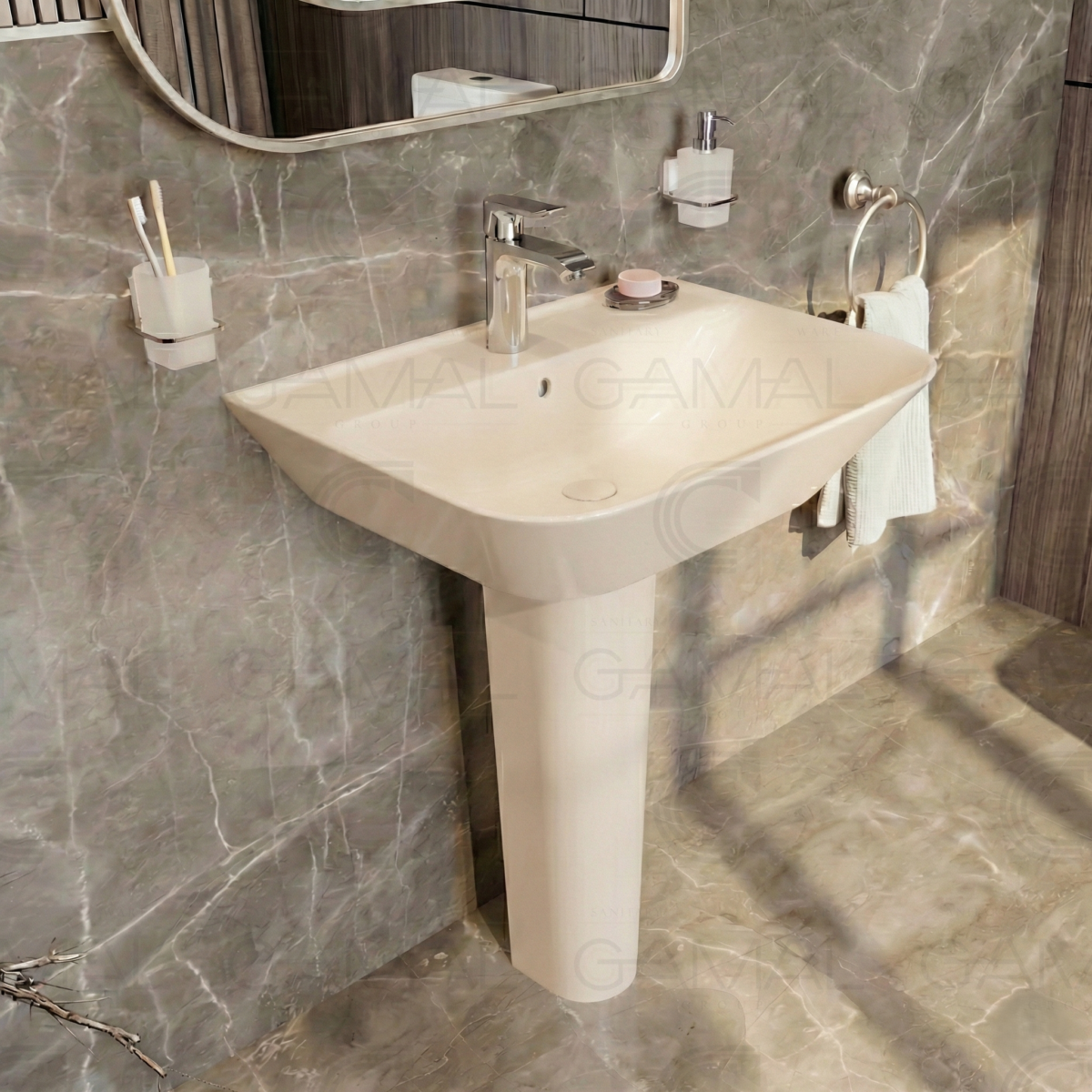 حوض 65 سم بالعامود كامل سانيبيور ماجنيوس برجامون