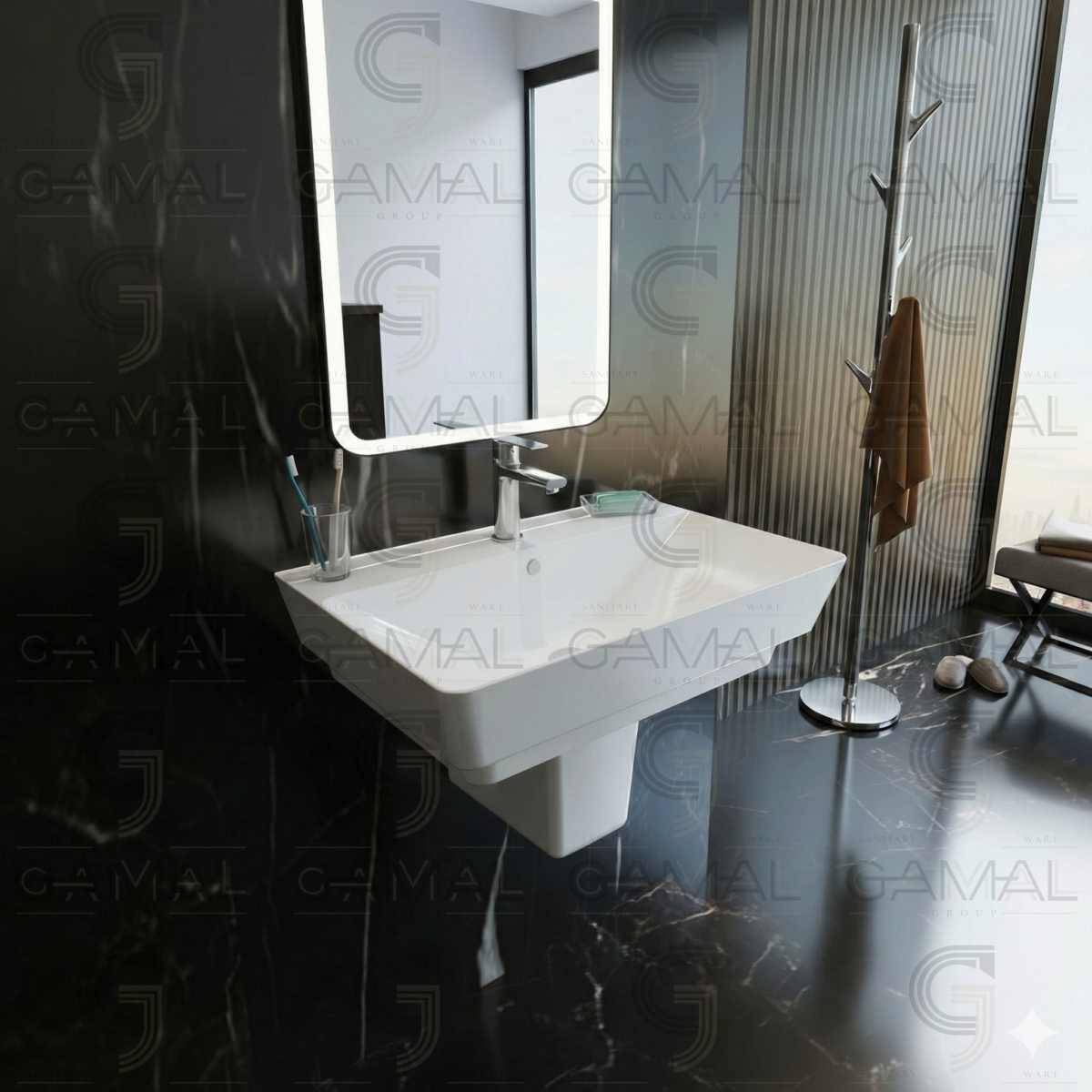 حوض 80 سم بالركبة كامل سانيبيور كيبلر ابيض