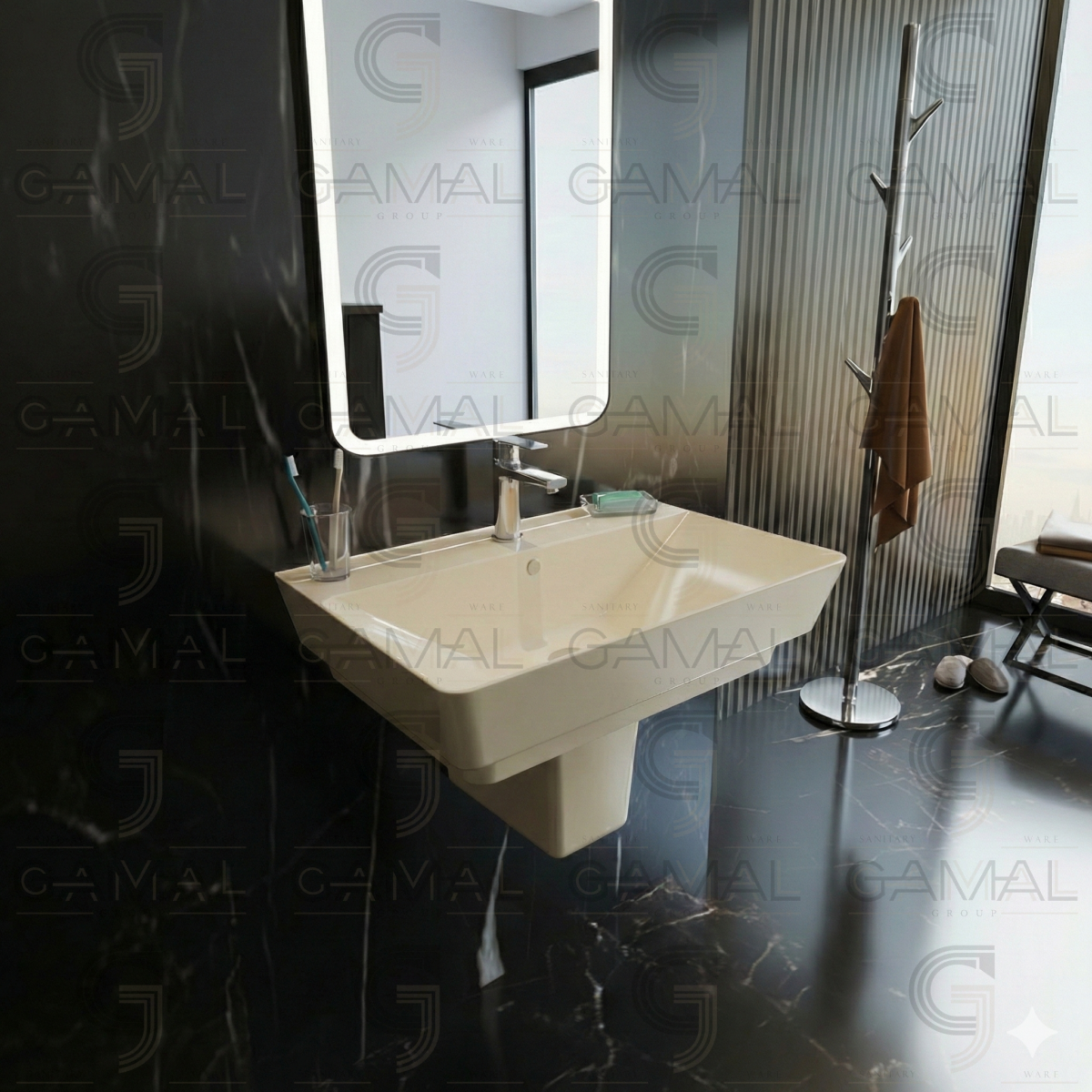 حوض 80 سم بالركبة كامل سانيبيور كيبلر برجامون