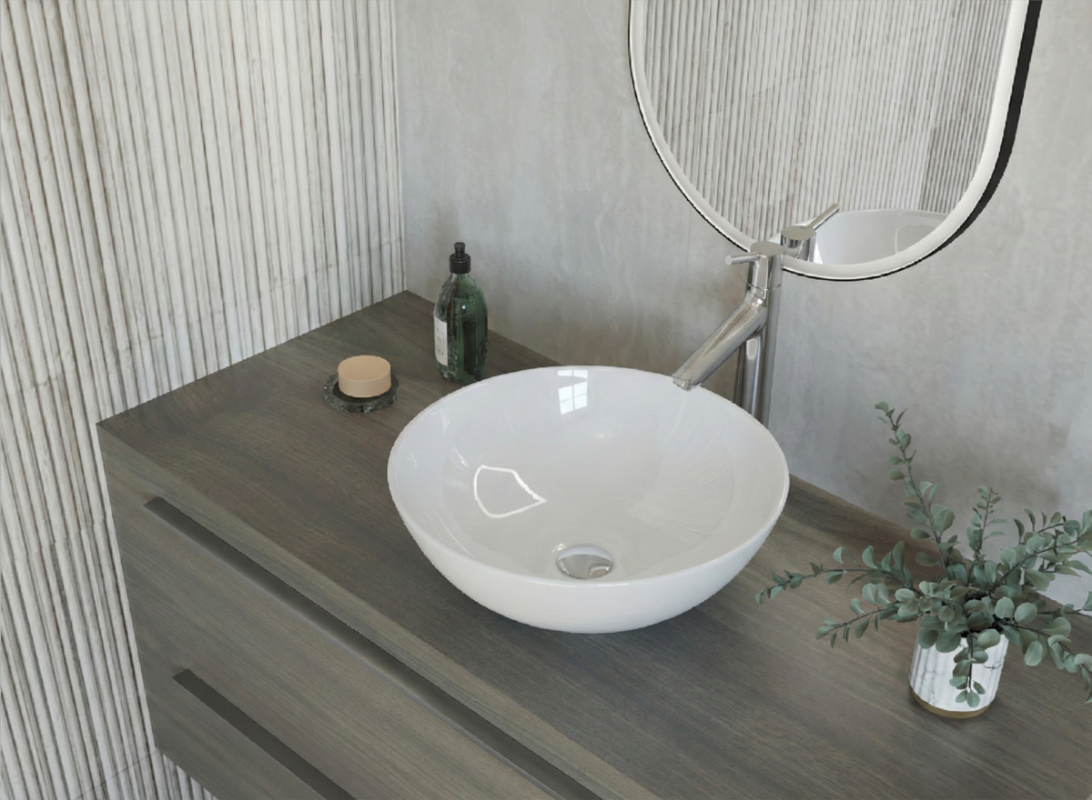 حوض فوق سطح افقي 41 * 41 سم سانيبيور هيرا ابيض