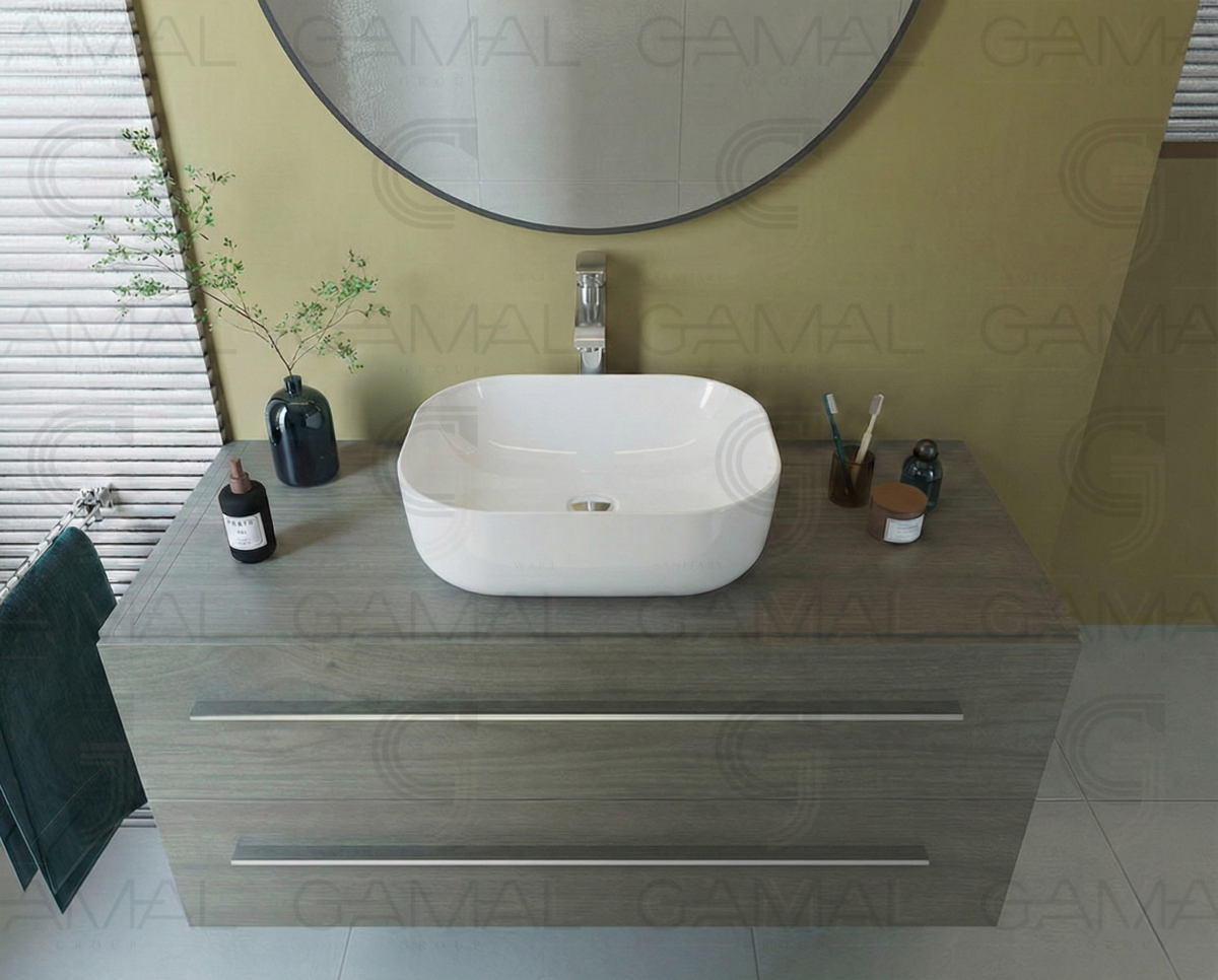 حوض فوق سطح افقي 46 سم سانيبيور فيجا ابيض