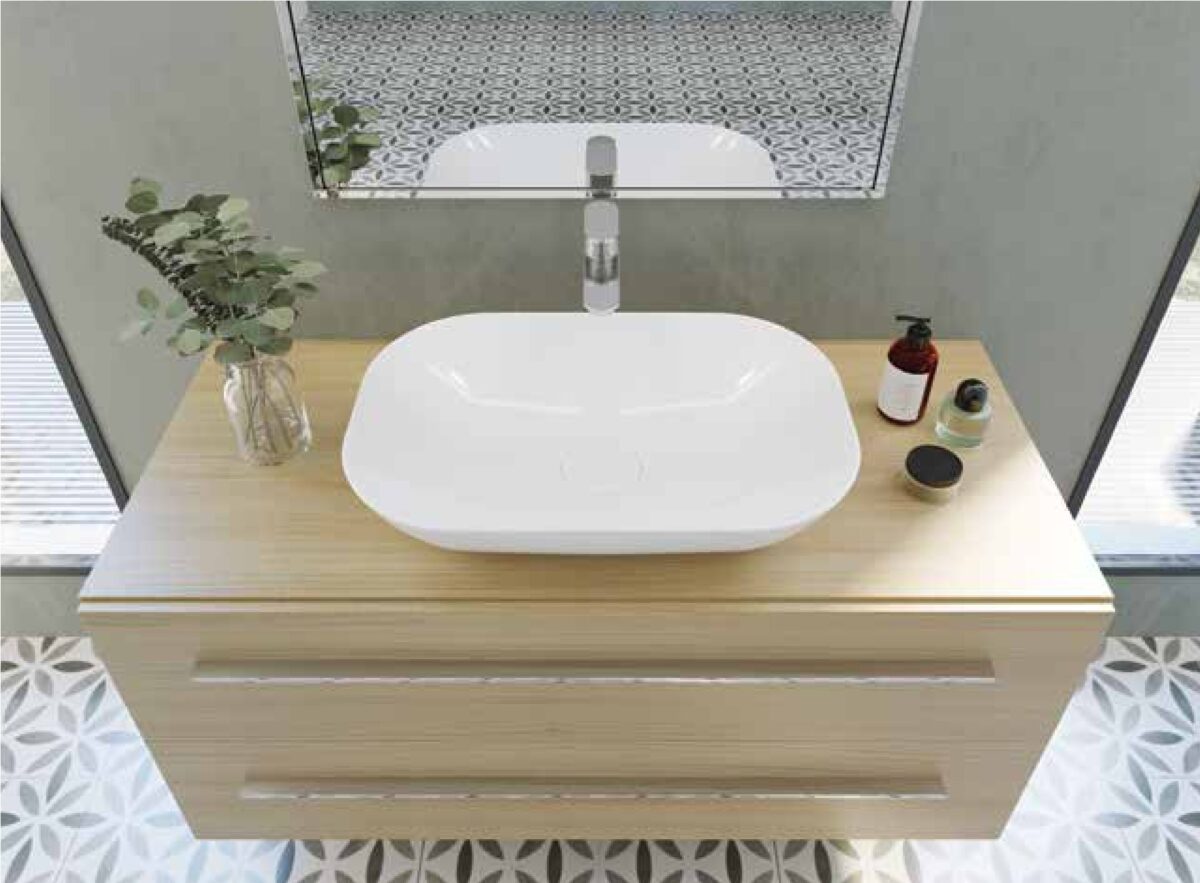 حوض فوق سطح افقي 60 سم سانيبيور ايروس ابيض