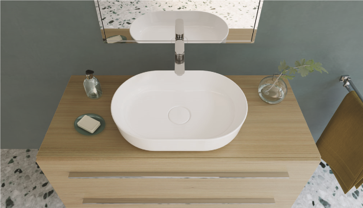 حوض فوق سطح افقي 60 سم سانيبيور تايتن ابيض