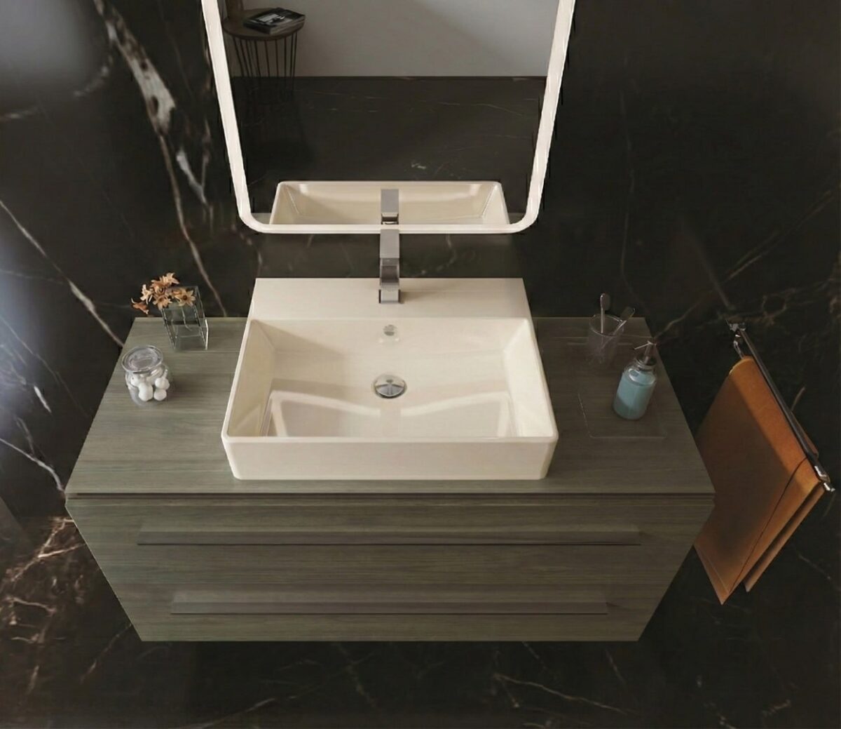 حوض فوق سطح افقي 50 سم بالفايظ بفتحة الخلاط سانيبيور كيبلر برجامون