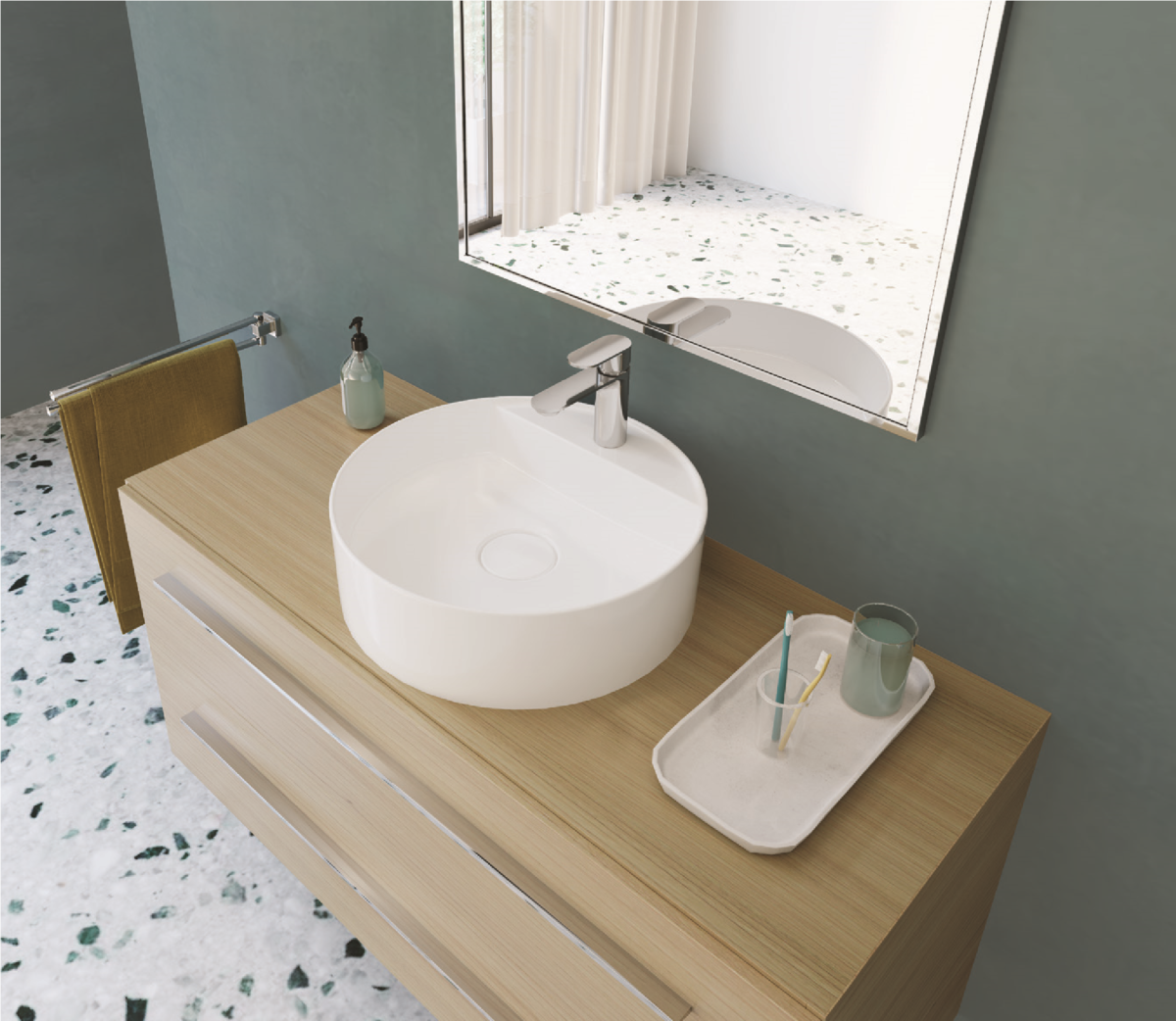 حوض فوق سطح افقي 48 سم سانيبيور تايتن ابيض